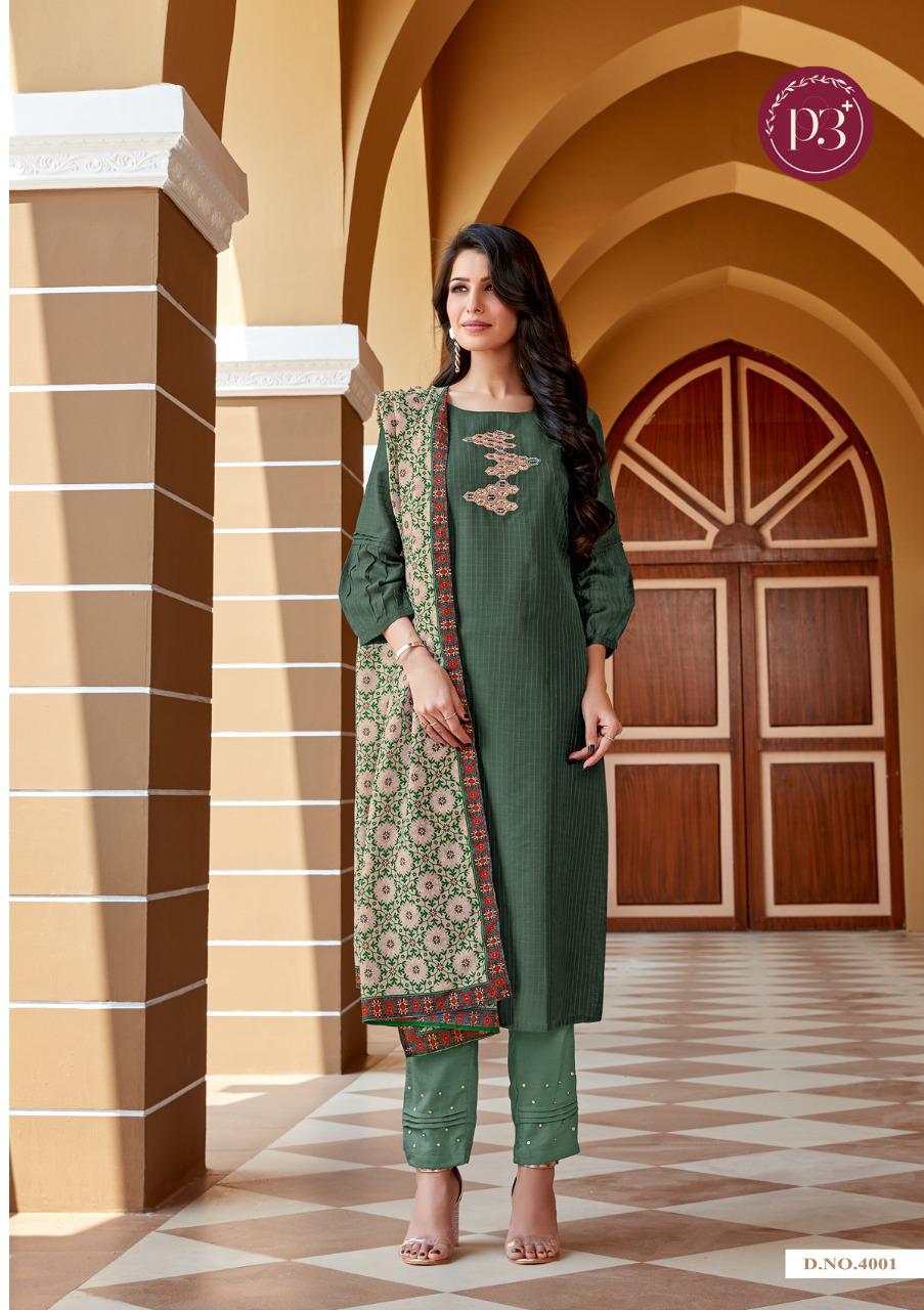 P3 Malhar  Latest Fancy Festive Wear Viscose Silk chex Pattern with Embroidery work With Gotta Patti Hand Work With Full Inner 	Silk Kurti With Bottom Collection 